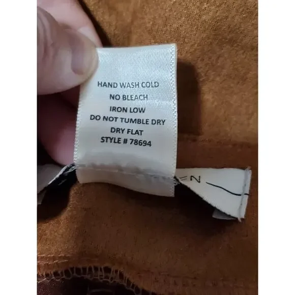 Carole Wren Women’s Faux Suede Wide-Leg Pants - Camel Brown - Size L - Picture 3 of 11